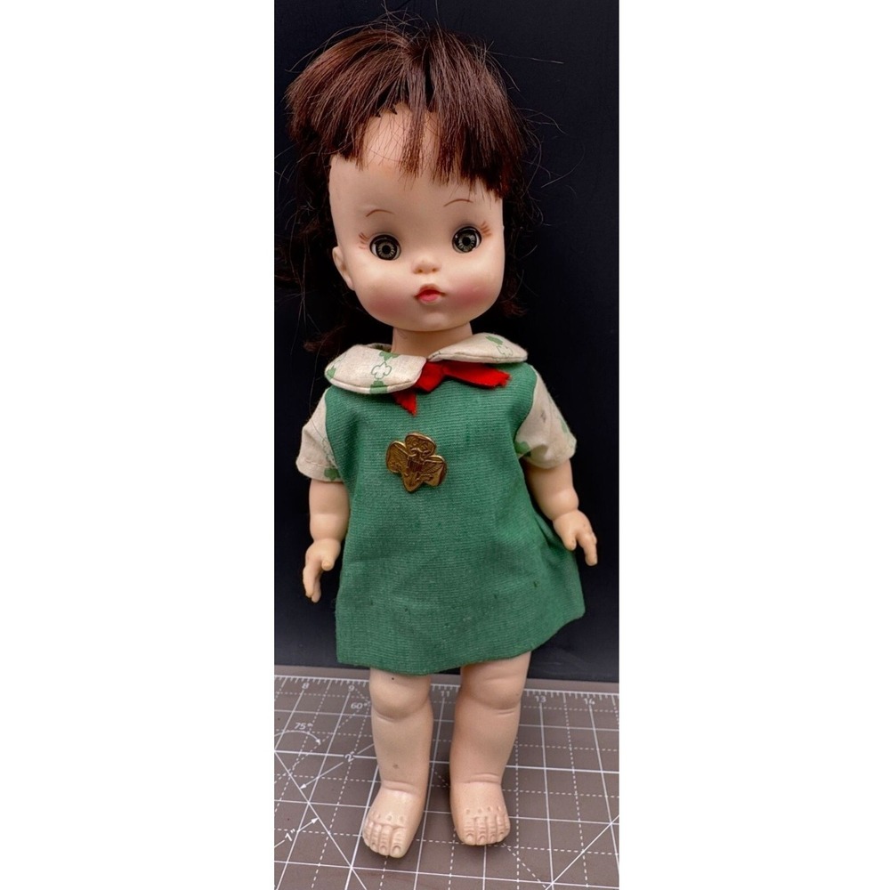 Vintage Girl Scout Doll Effanbee 1966 Brown Hair with Vintage Girl Scout Pin 11"